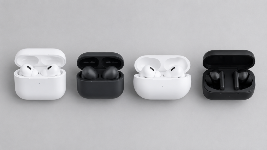 Comparing different wireless earbuds models side by side