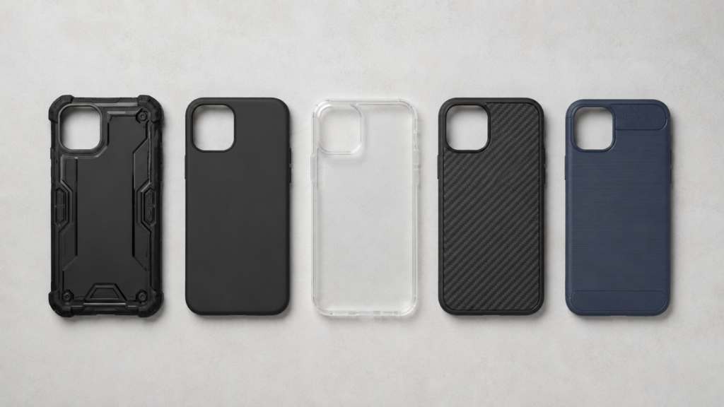 Comparing different phone case styles side by side