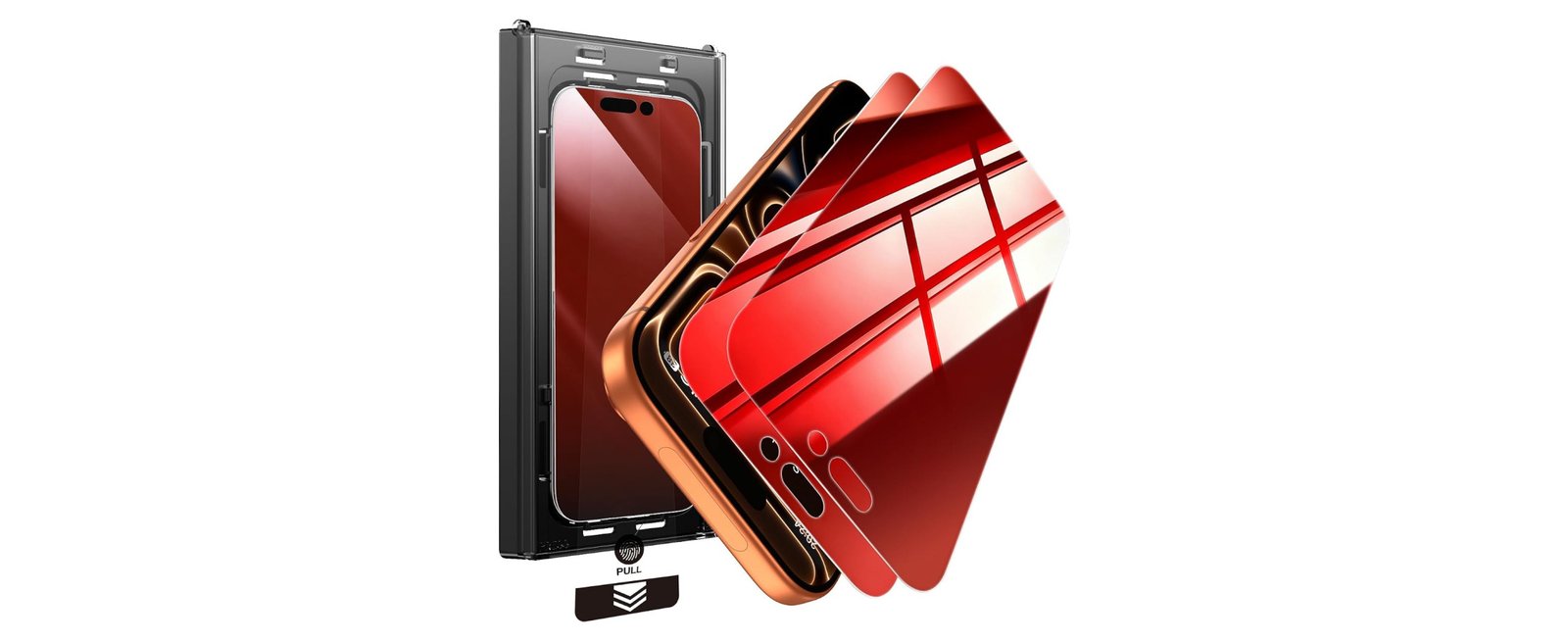 Smartphone accessories arranged for comparison